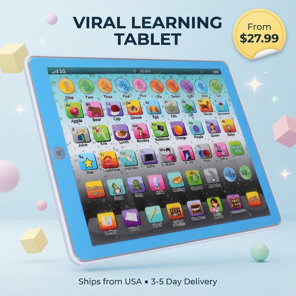 Toddler Learning Tablet – Interactive Educational Toy with Letters, Numbers, Animals &amp; Music | Screen-Free Gift for Kids